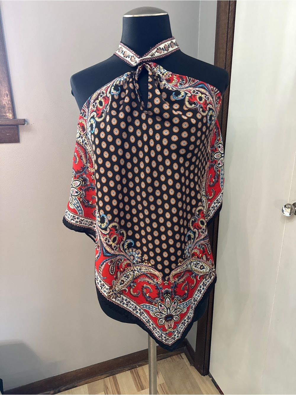 Zara Black and Red Paisley Halter Camisole